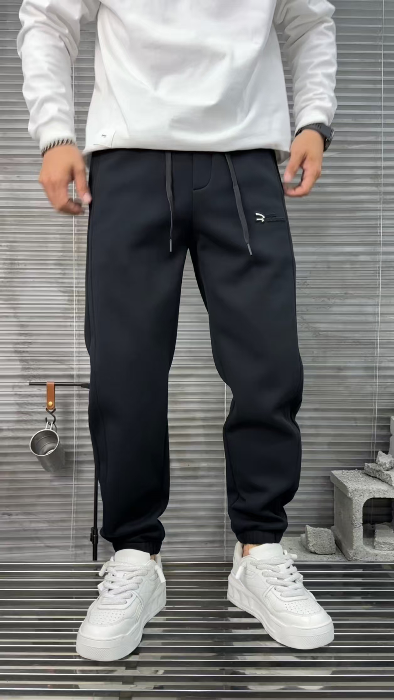 保暖冬季长裤宽松型束脚裤休闲裤裤子时尚男士加绒款