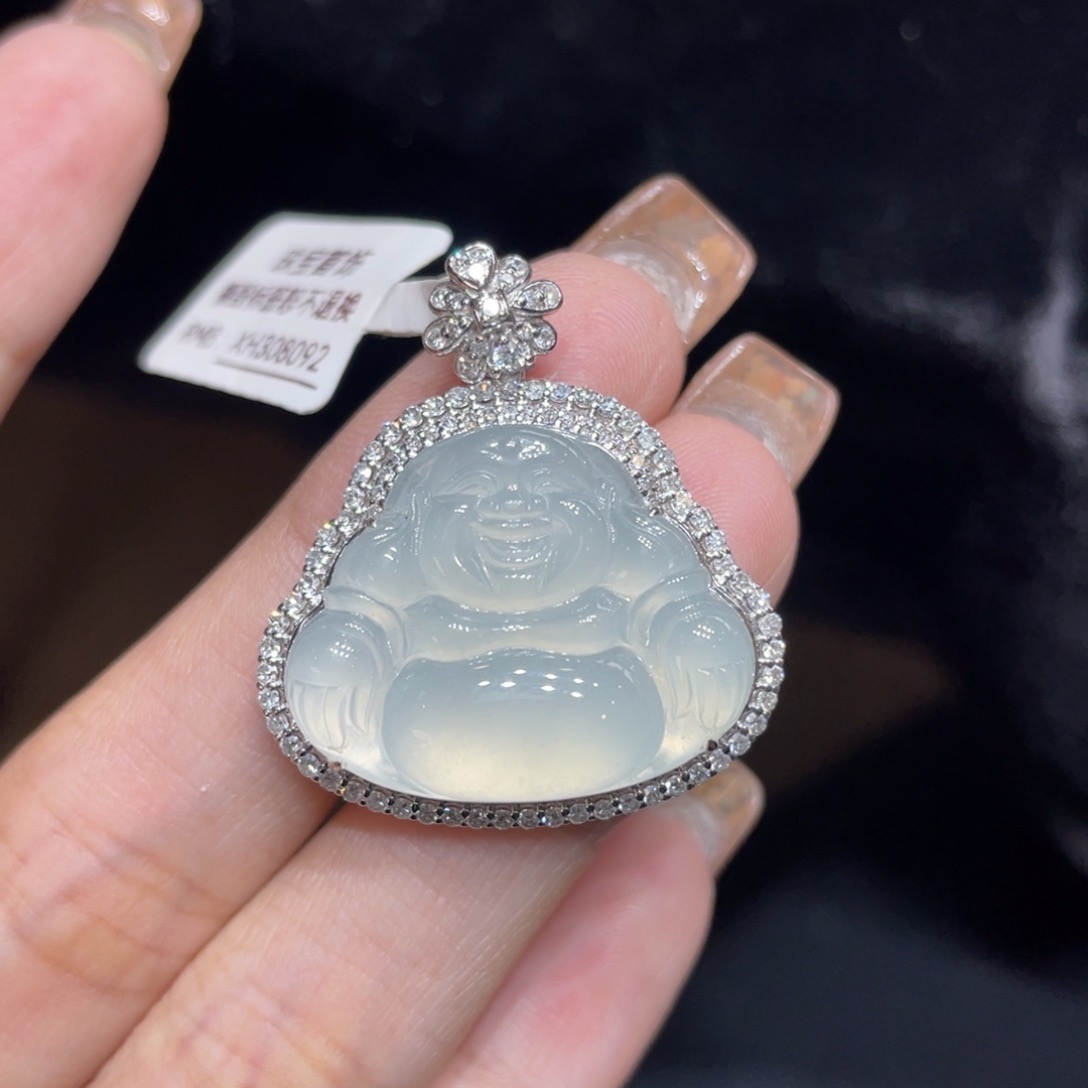 翡翠颈饰18K金镶嵌天然缅甸翡翠