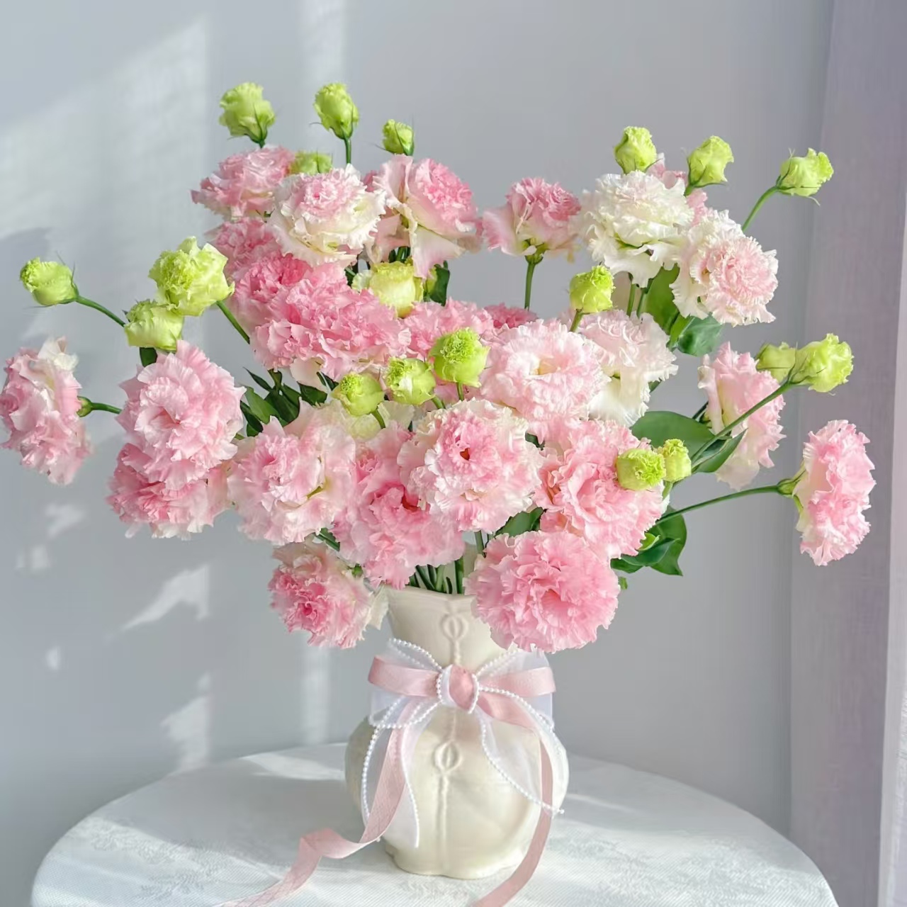 1大扎阳光粉洋桔梗600g (脱水会掉秤)【两单顺丰冷链或京东快递】