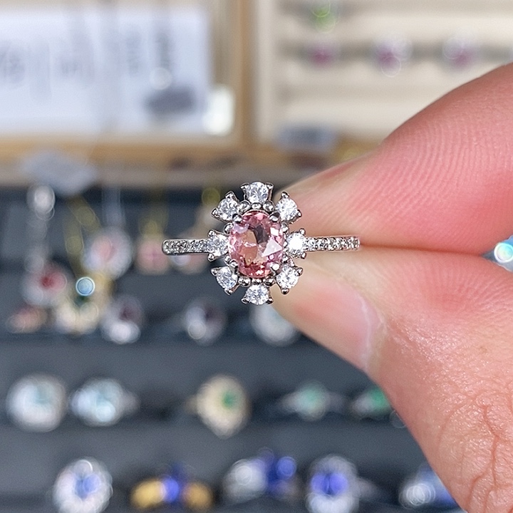 碧玺戒指银S925镶嵌戒指