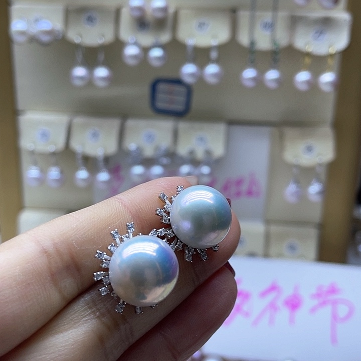 淡水珍珠耳饰银S925镶嵌