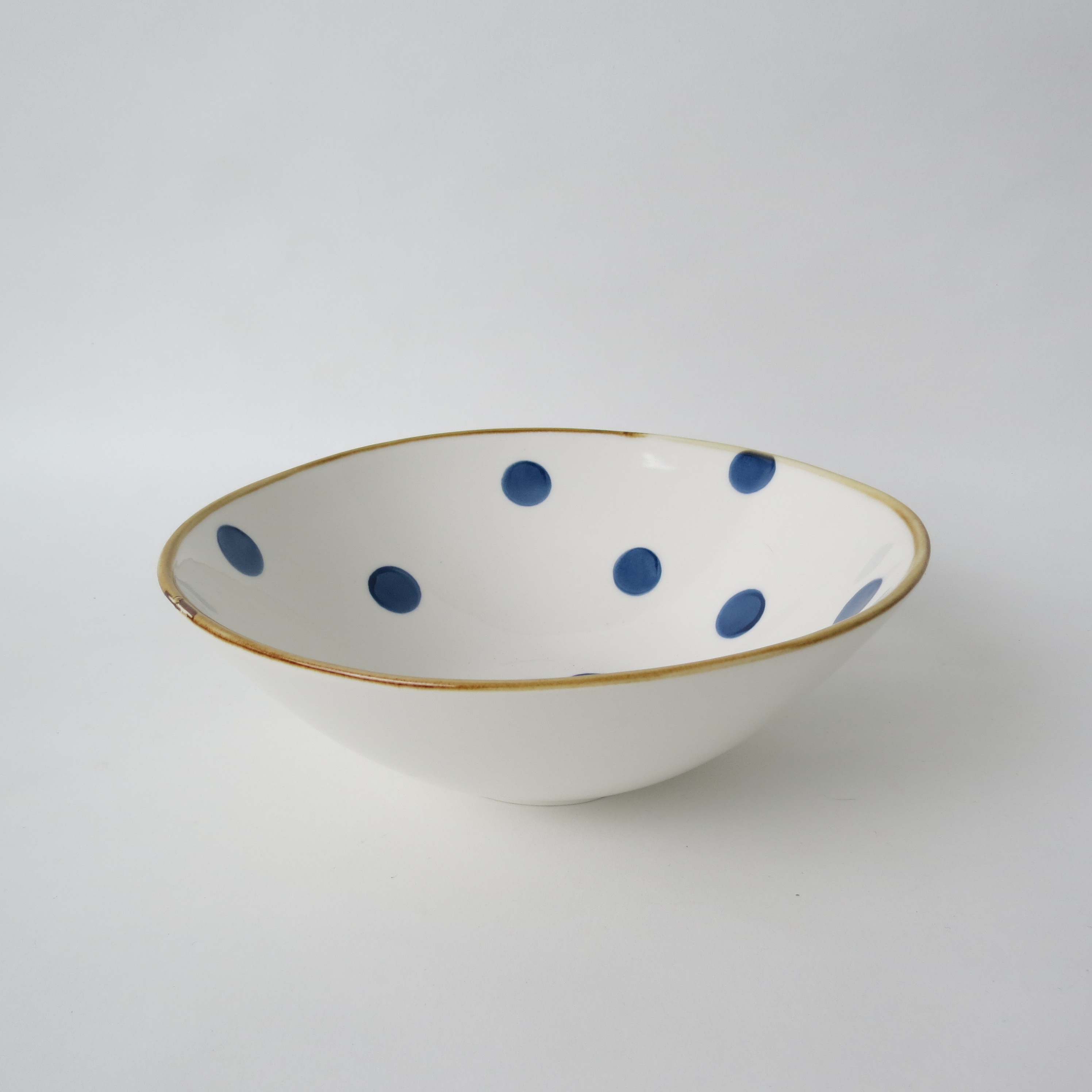 【 赫本波点】22cm复古餐具简约蓝波点汤碗（粉丝团拍一发二）W5806