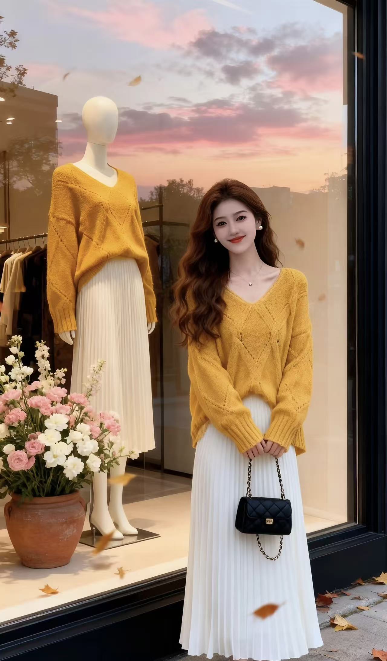 12韩版休闲风开衫温柔秋冬百搭时尚（实物不是主图）