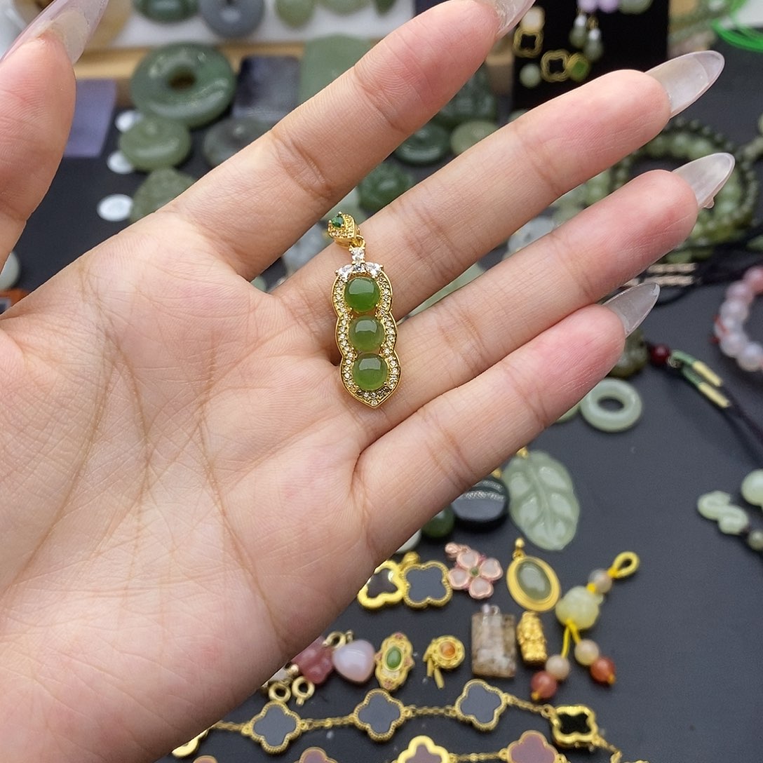 和田玉吊坠(不含链)银S925镶嵌