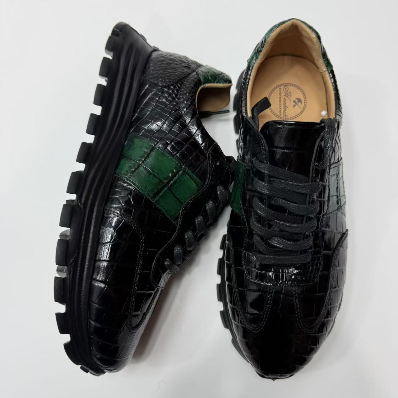 潮鞋男士鳄鱼皮低帮系带舒适透气休闲运动鞋时尚百搭