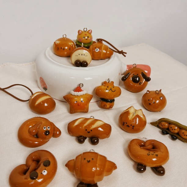 【单品任选】手工碱水面包挂件小众满分礼物