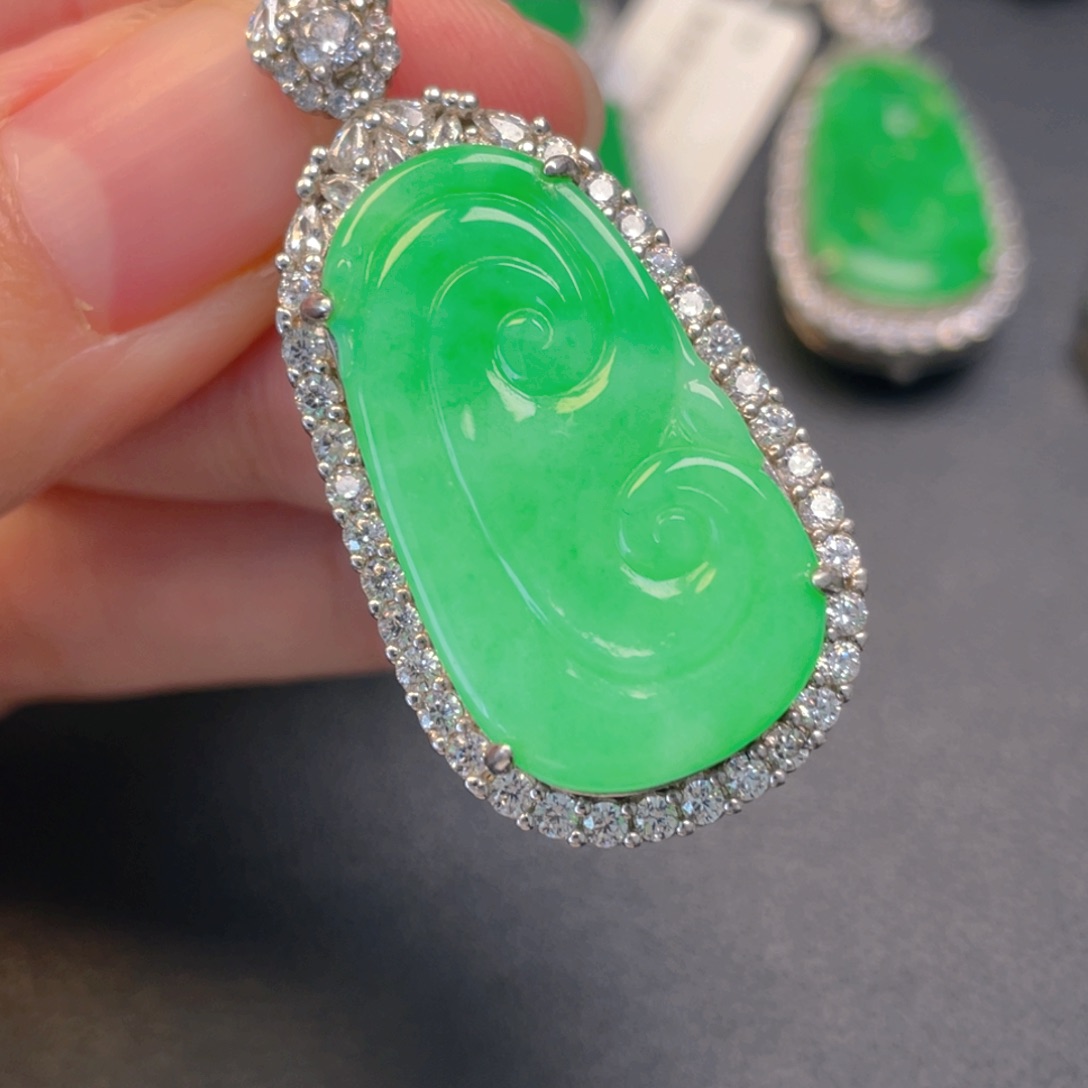 翡翠银S925镶嵌吊坠(不含链)