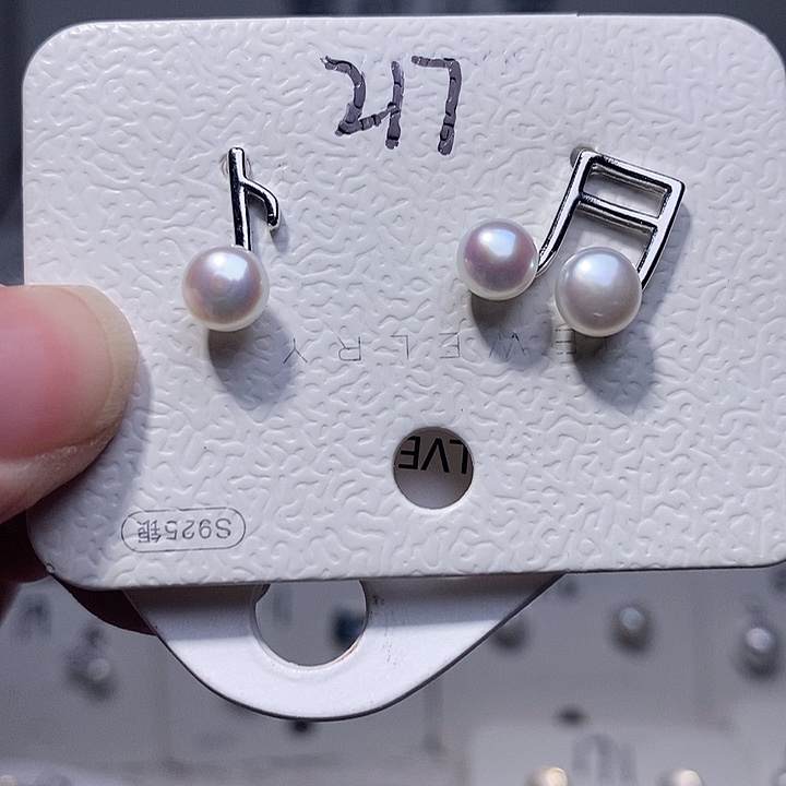 耳饰淡水珍珠银S925镶嵌
