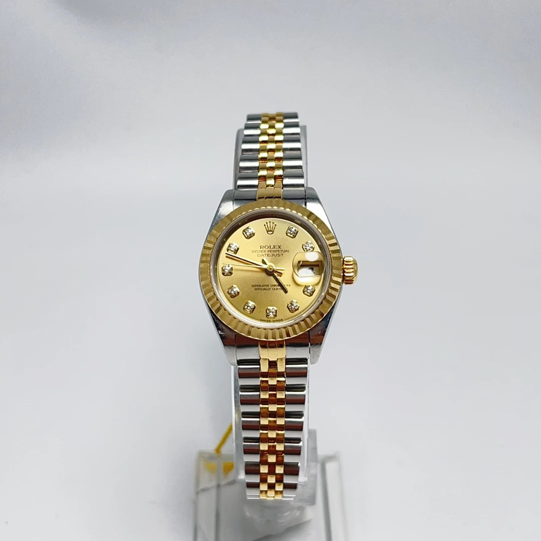 99新 Rolex/劳力士 79173/香槟金/原钻/26mm/自动机械/女表/精致