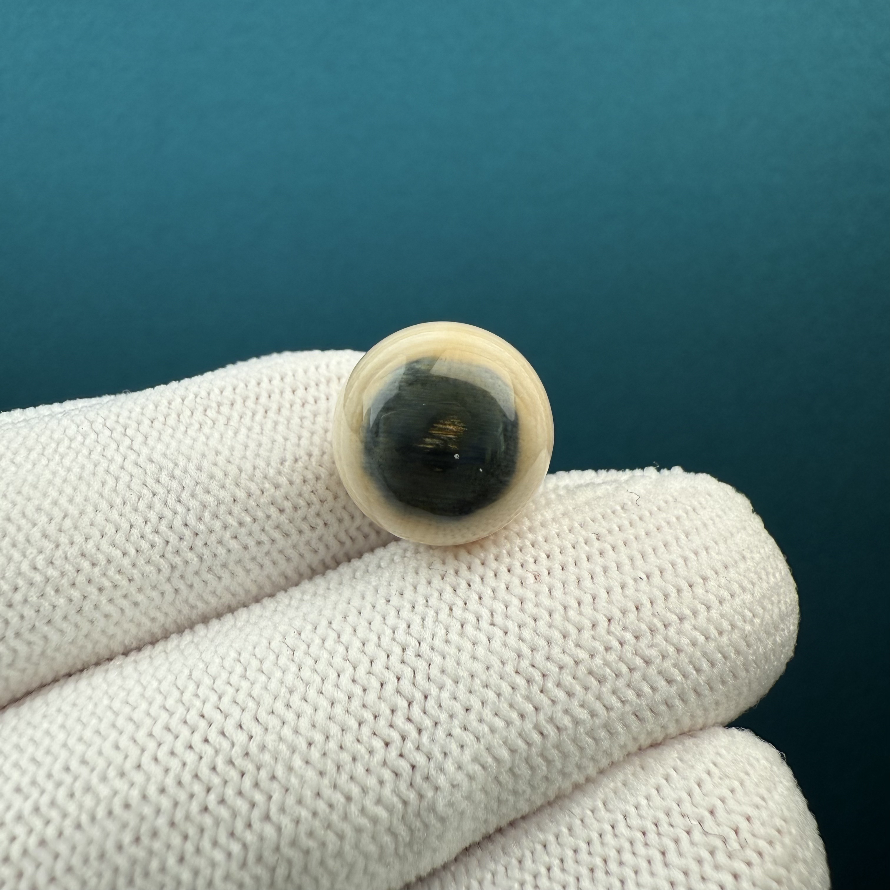 D33-06天然猛犸牙蓝眼单珠13mm支持鉴定假一罚四