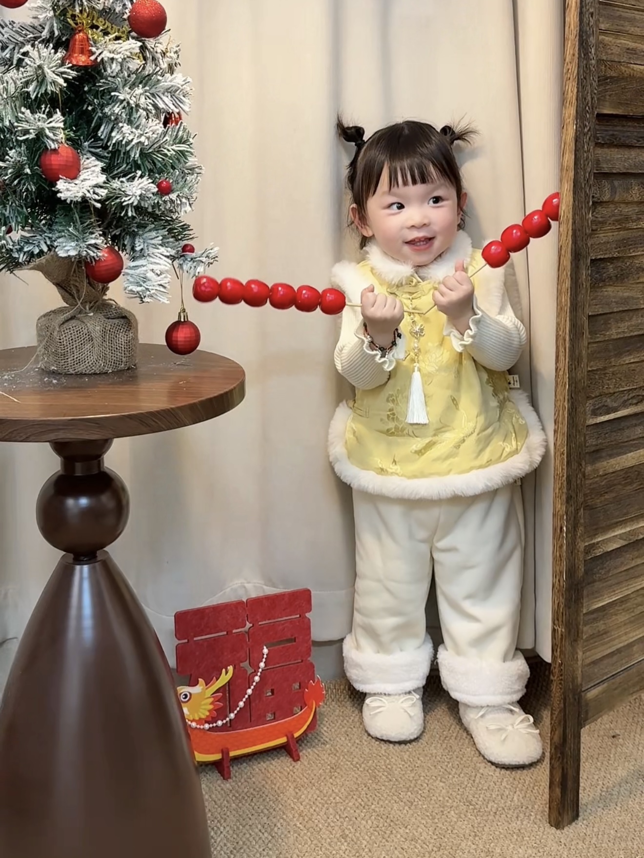 萱妈家-【黄色国风旗袍加绒上衣】2025新年女宝宝千金感新年旗袍