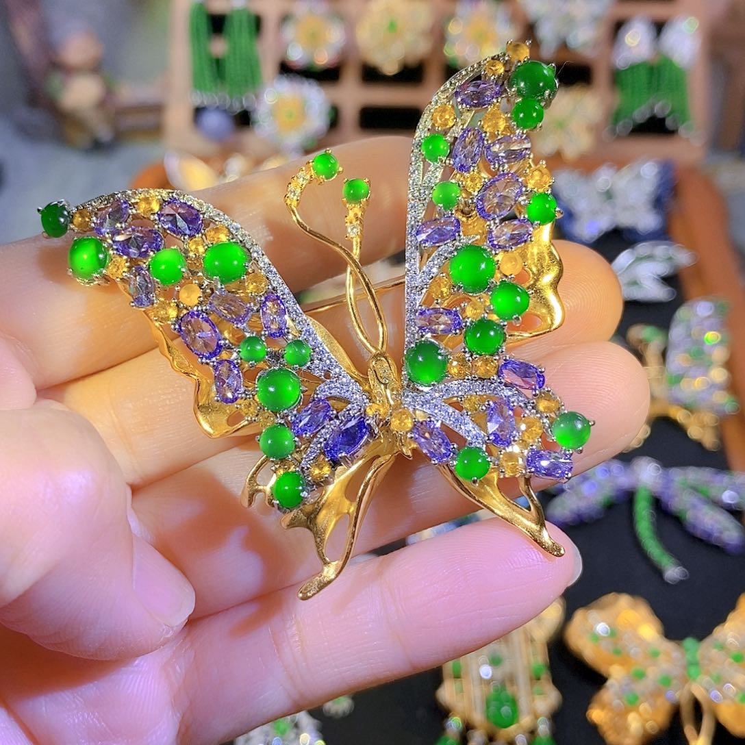 吊坠(不含链)银S925镶嵌翡翠