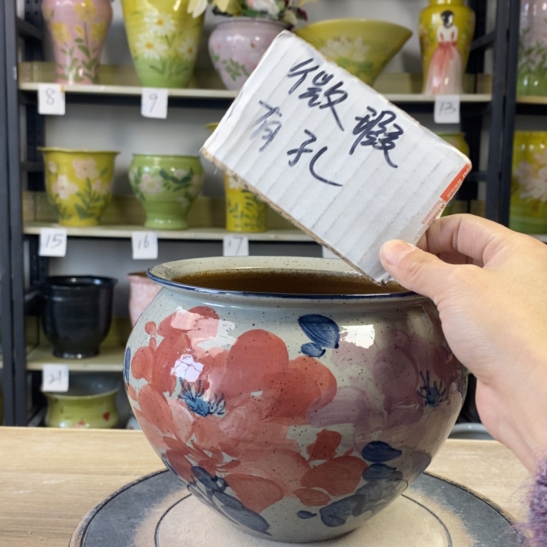 景德镇手工手绘陶瓷花盆