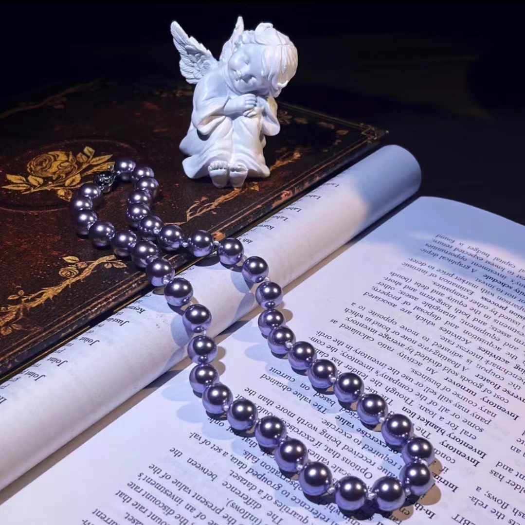 三件套南海元宝扣紫色妈妈项链XL044