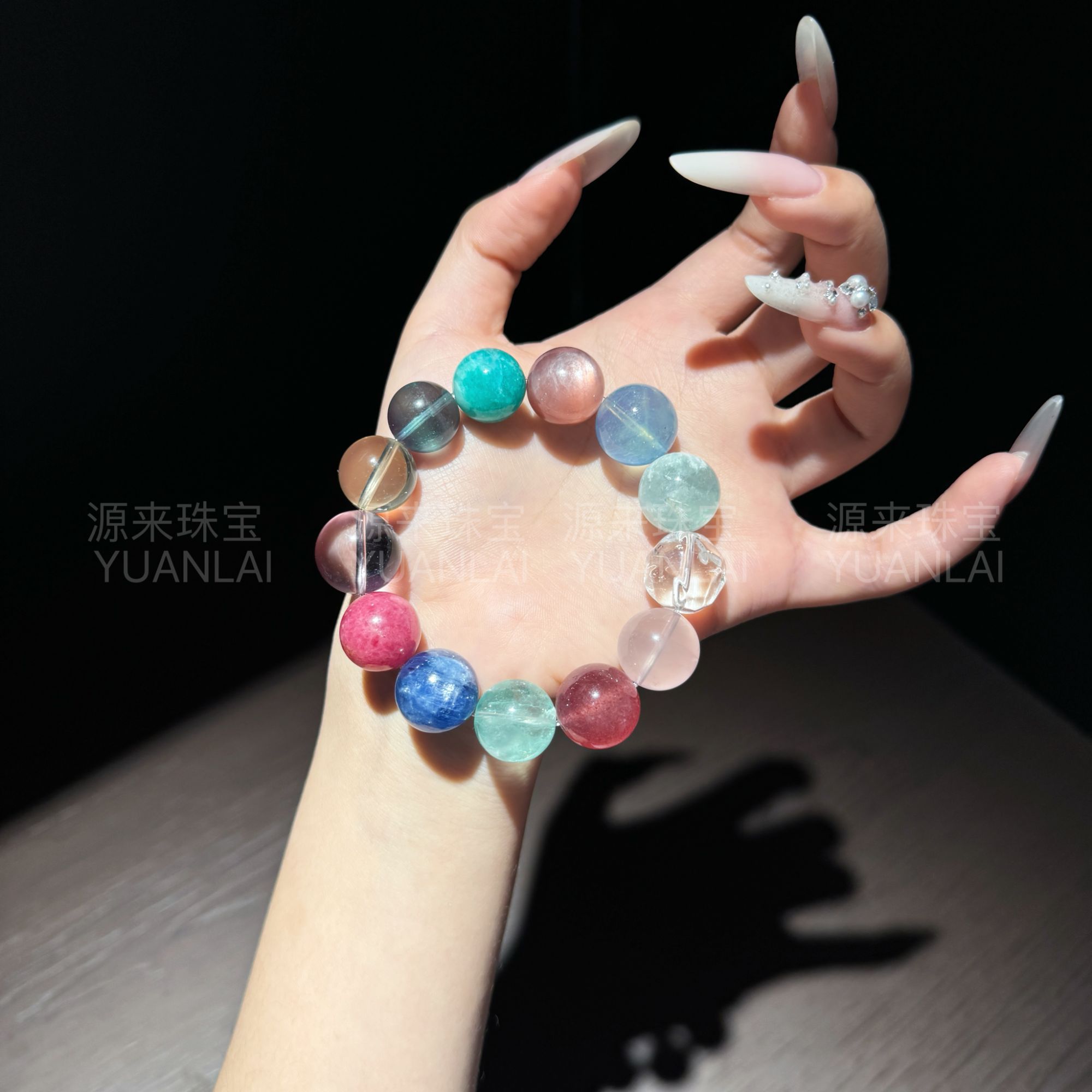 YYZ360*长岛冰茶*天然粉水黄水萤石手串