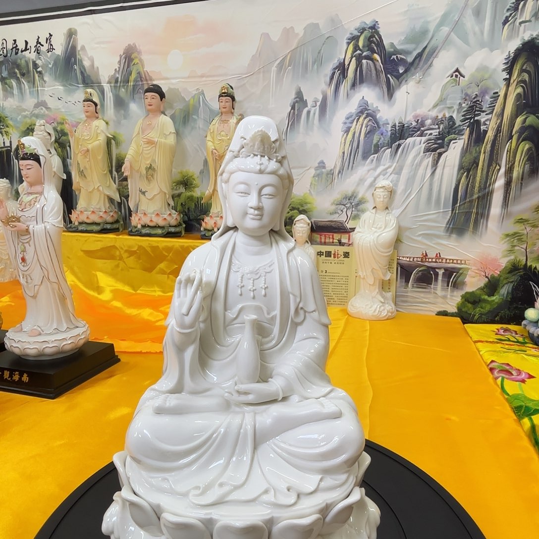 晶***耀泥塑36厘米白瓷观音1111