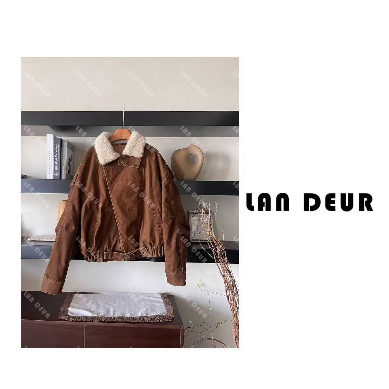 JIUJIU【竹林听晚】复古时髦百搭甜酷风拼接绵羊毛毛领鹅绒服外套