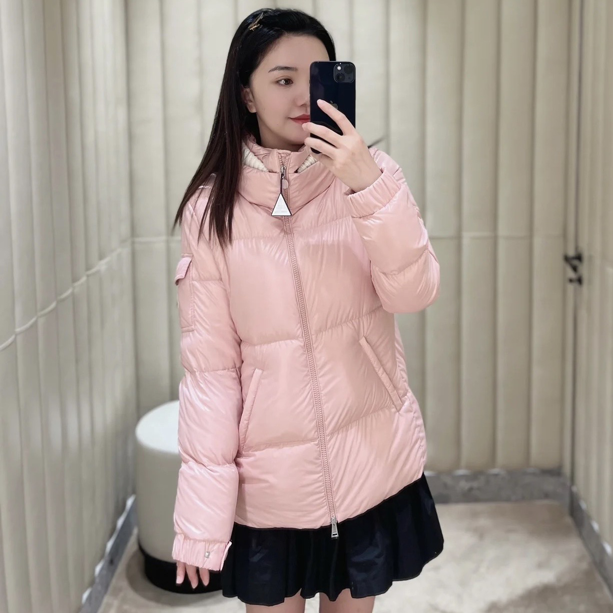99新 MONCLER 4419/Moncler 纯色立领拉链长袖羽绒服外套/0码