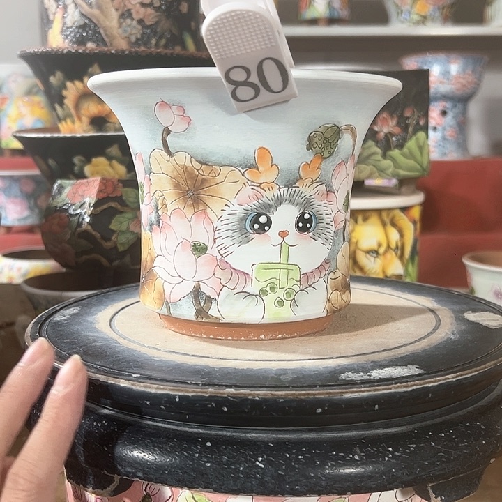 景德镇手绘花盆 满38包邮