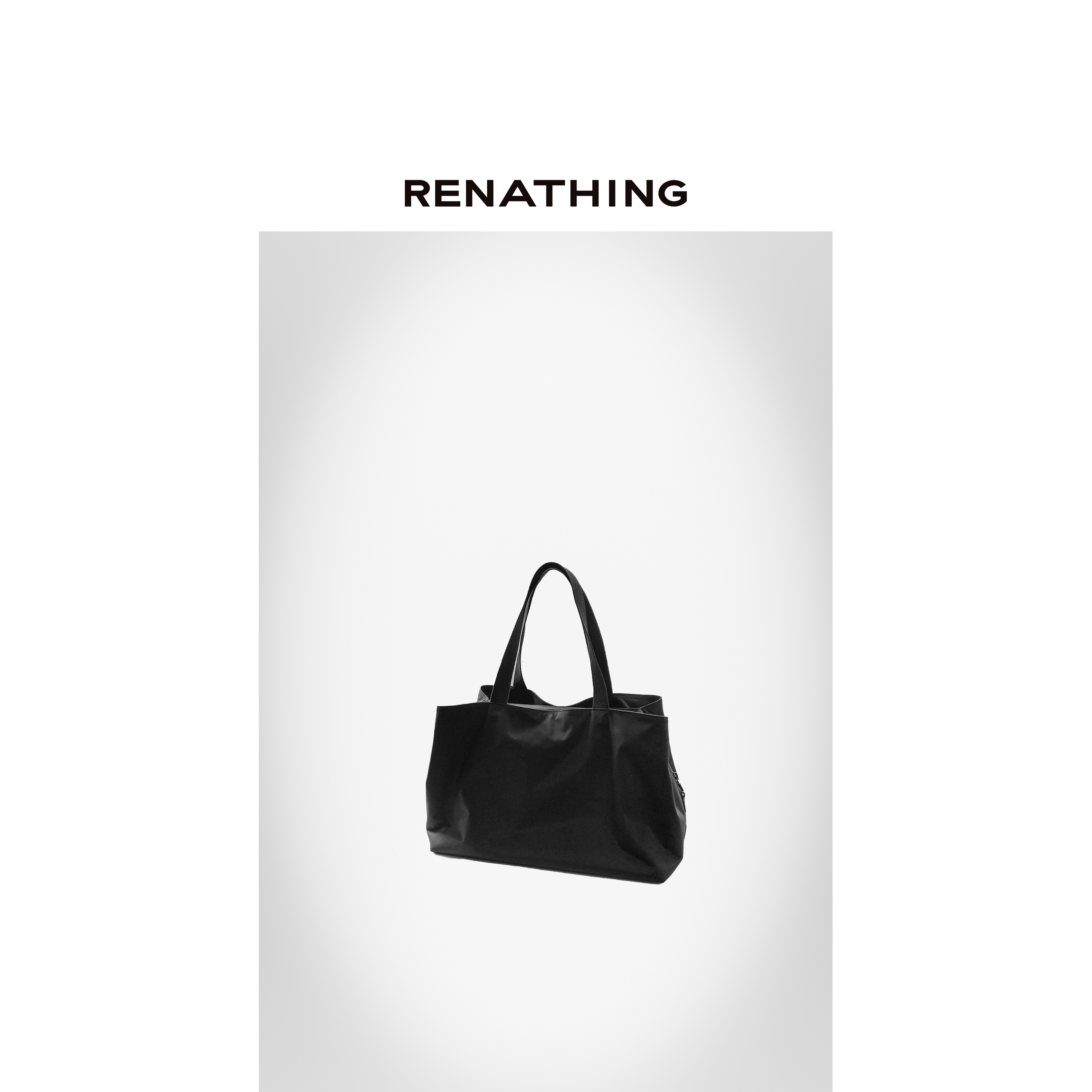 【RENATHING】黑色帆布手拎托特包