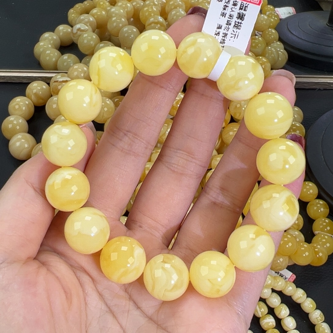 琥珀未镶嵌手链24.4白蜡妖花