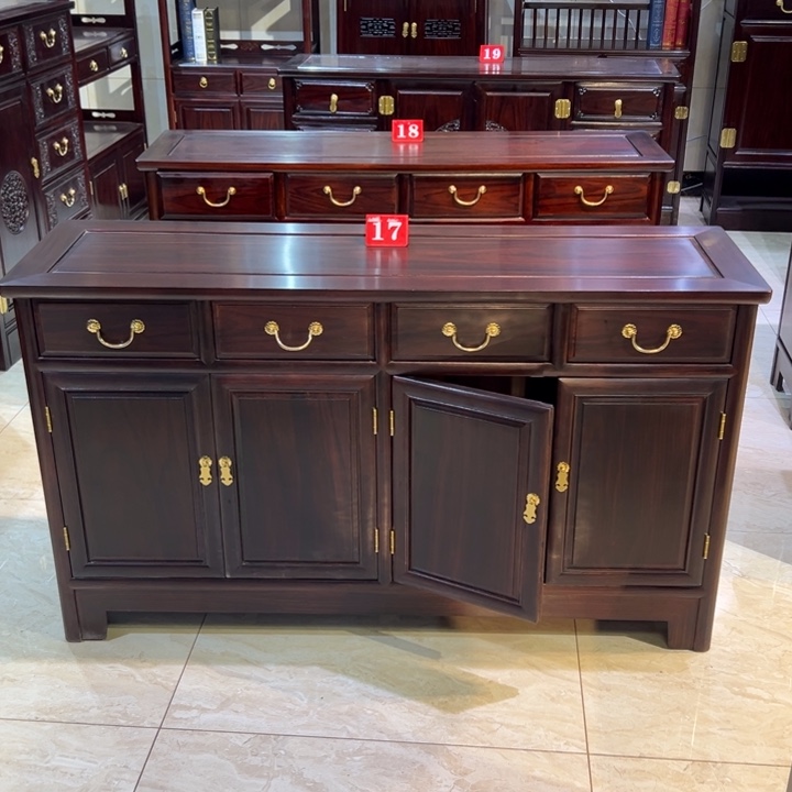 听***潮黑酸枝木类家具四门餐边柜