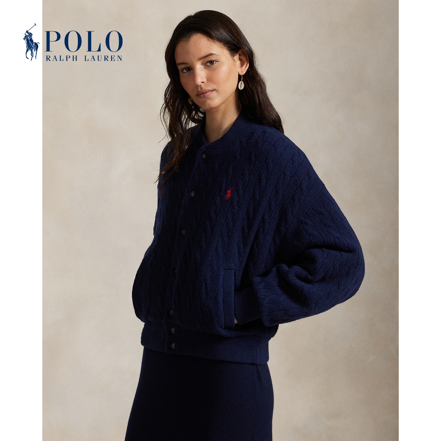 Ralph Lauren拉夫劳伦女装 25冬宽松版花编结飞行员夹克211966122