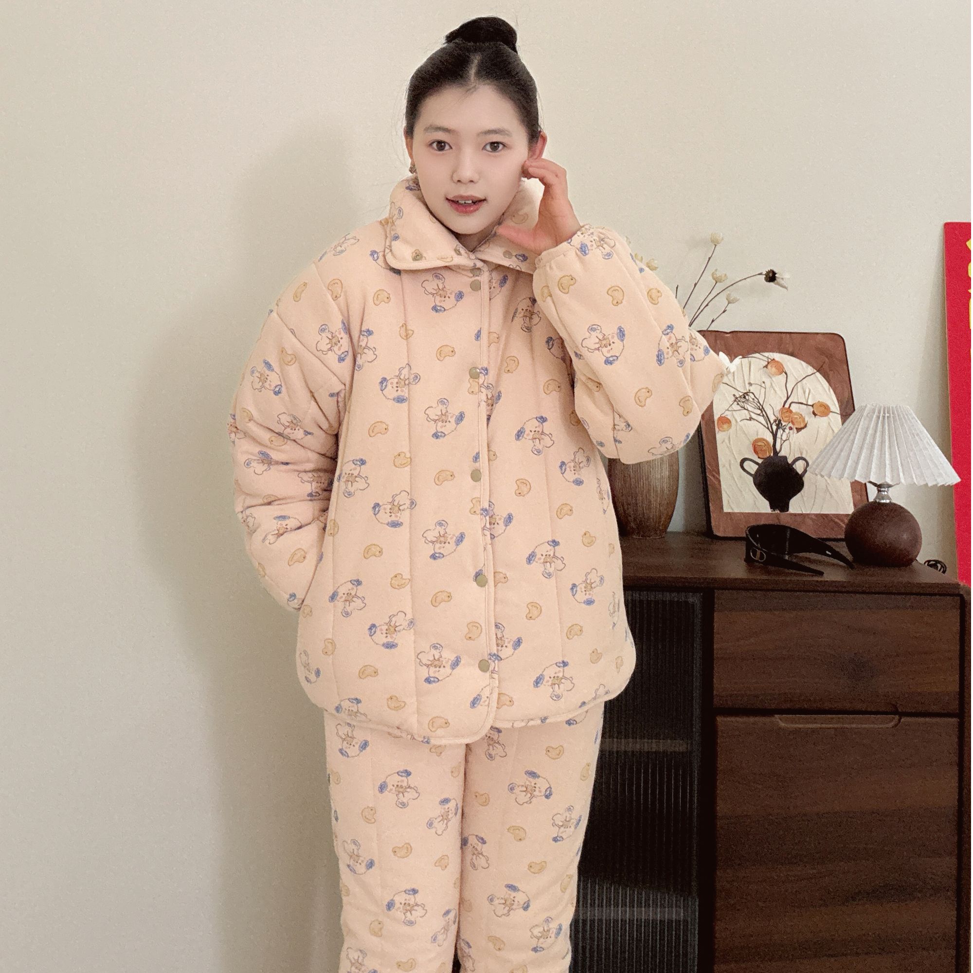 【卡通小狗套装】过冬套装加厚棉衣棉服家居服宽松