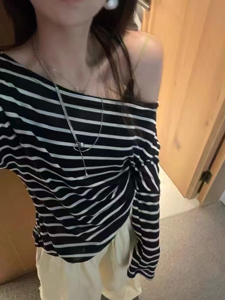 条纹防晒耐磨长袖休闲风拼接