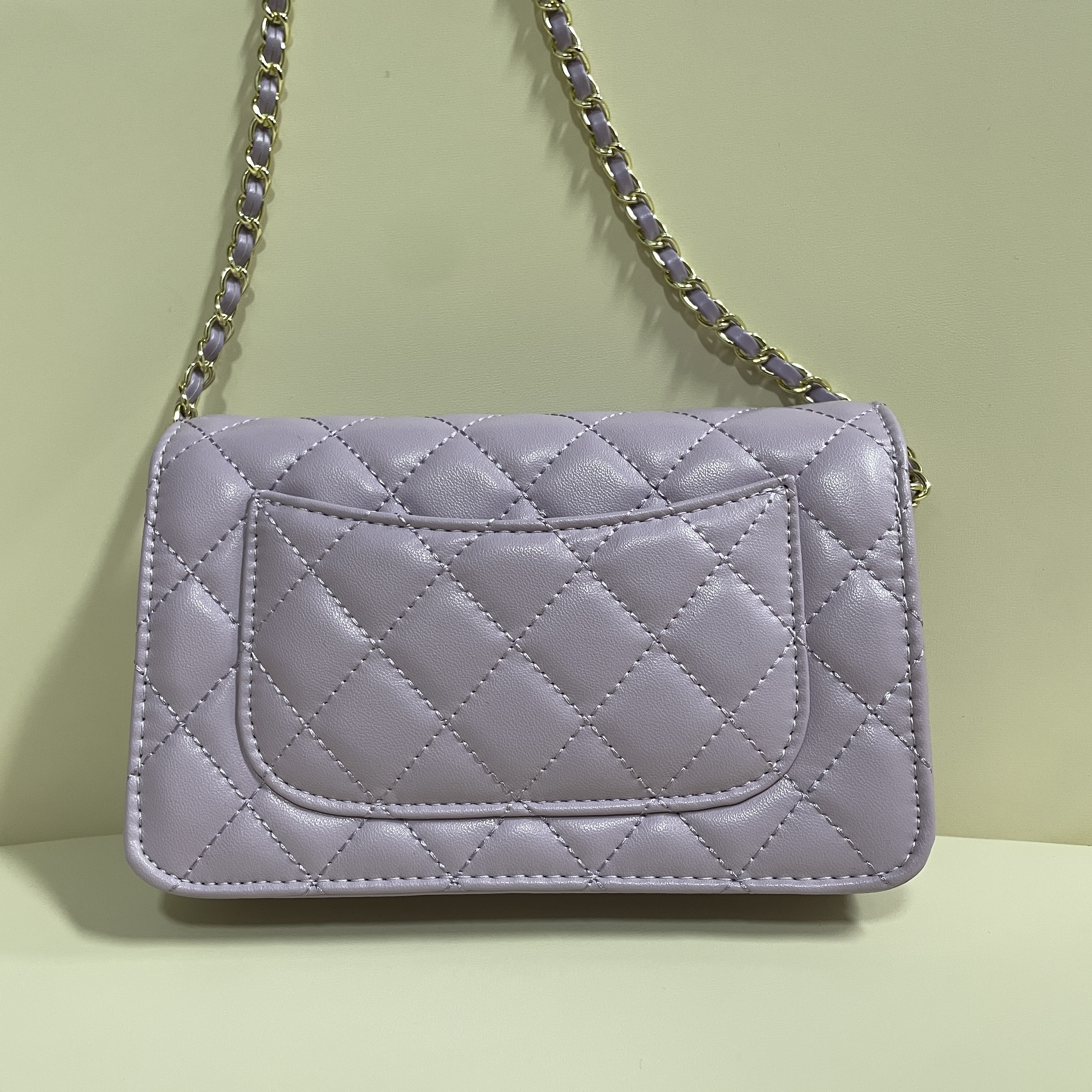 潮流真皮女包菱格卧链条 0315 紫色