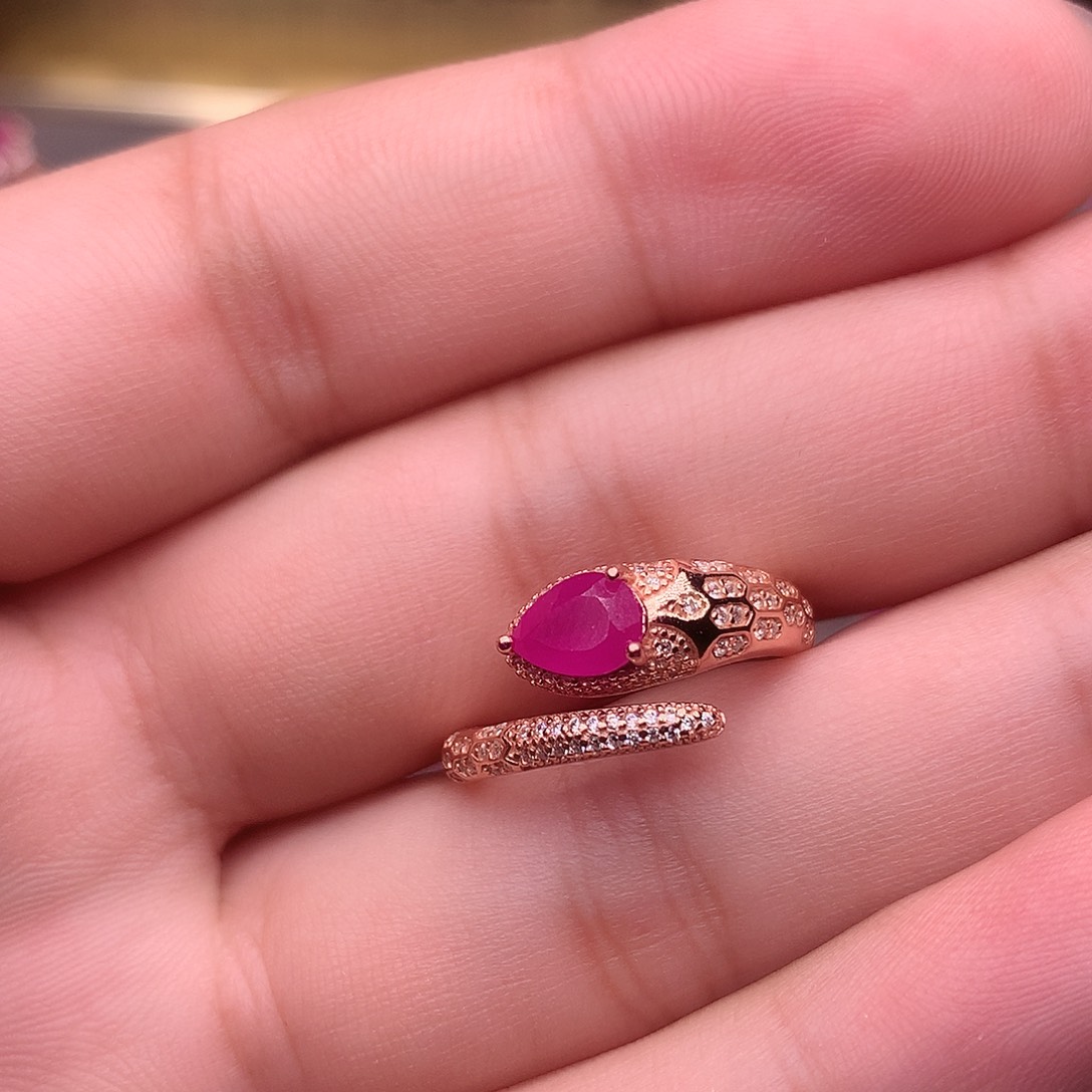 红宝石戒指银S925镶嵌