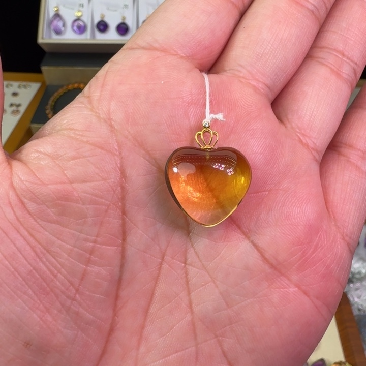 颈饰18K金镶嵌黄晶吊坠