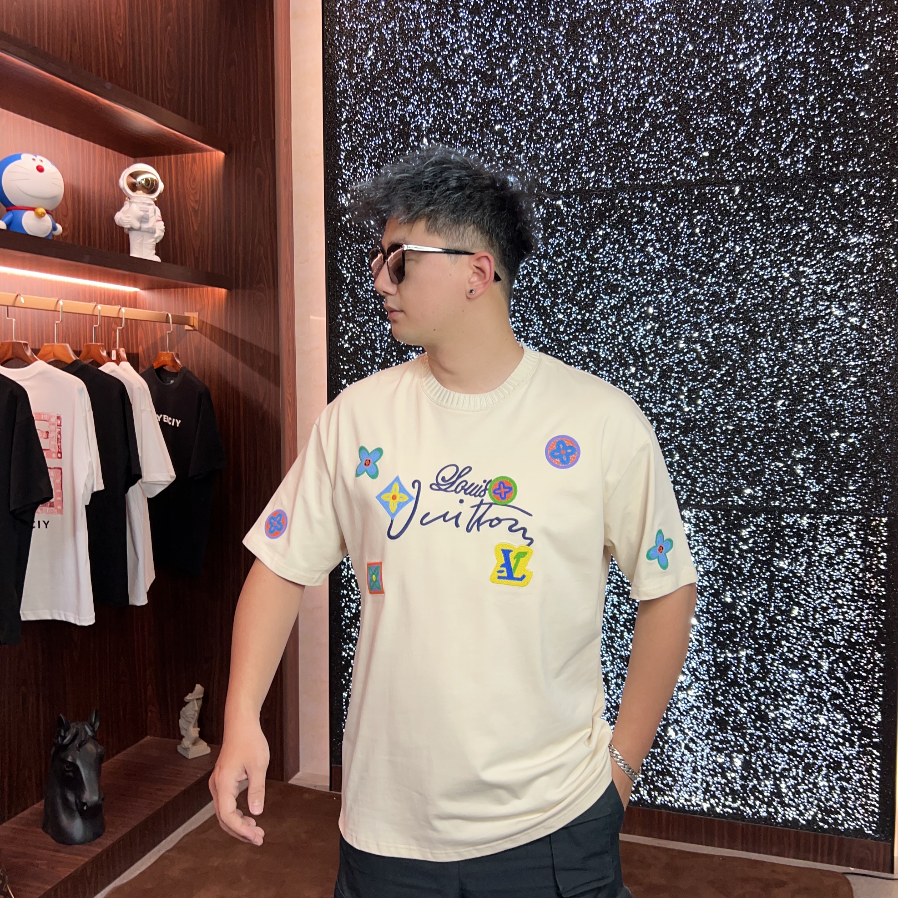 男士夏季同款短袖情侣款圆领字母刺绣潮流百搭纯棉T恤