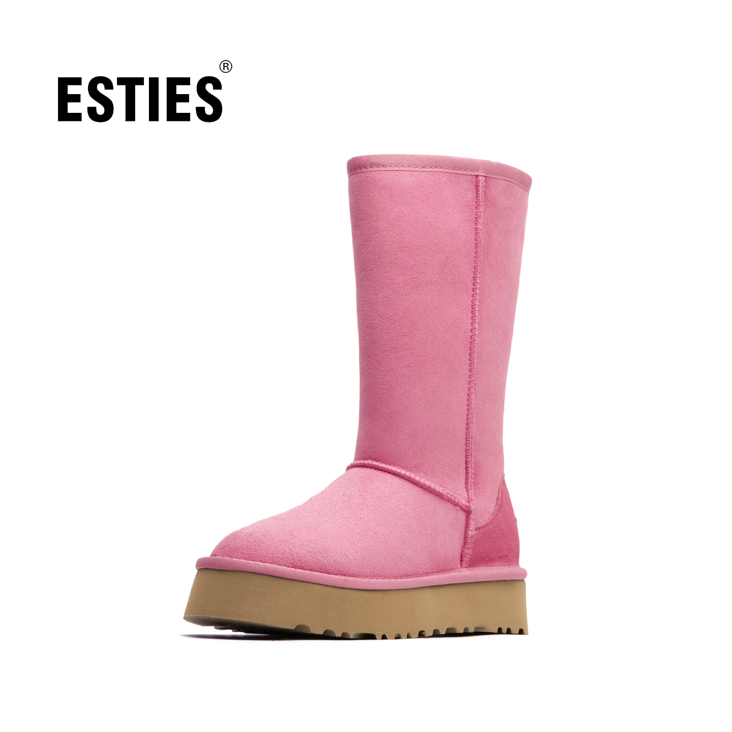 5815高筒粉色厚底羊皮毛一体冬季加绒时尚雪地靴
