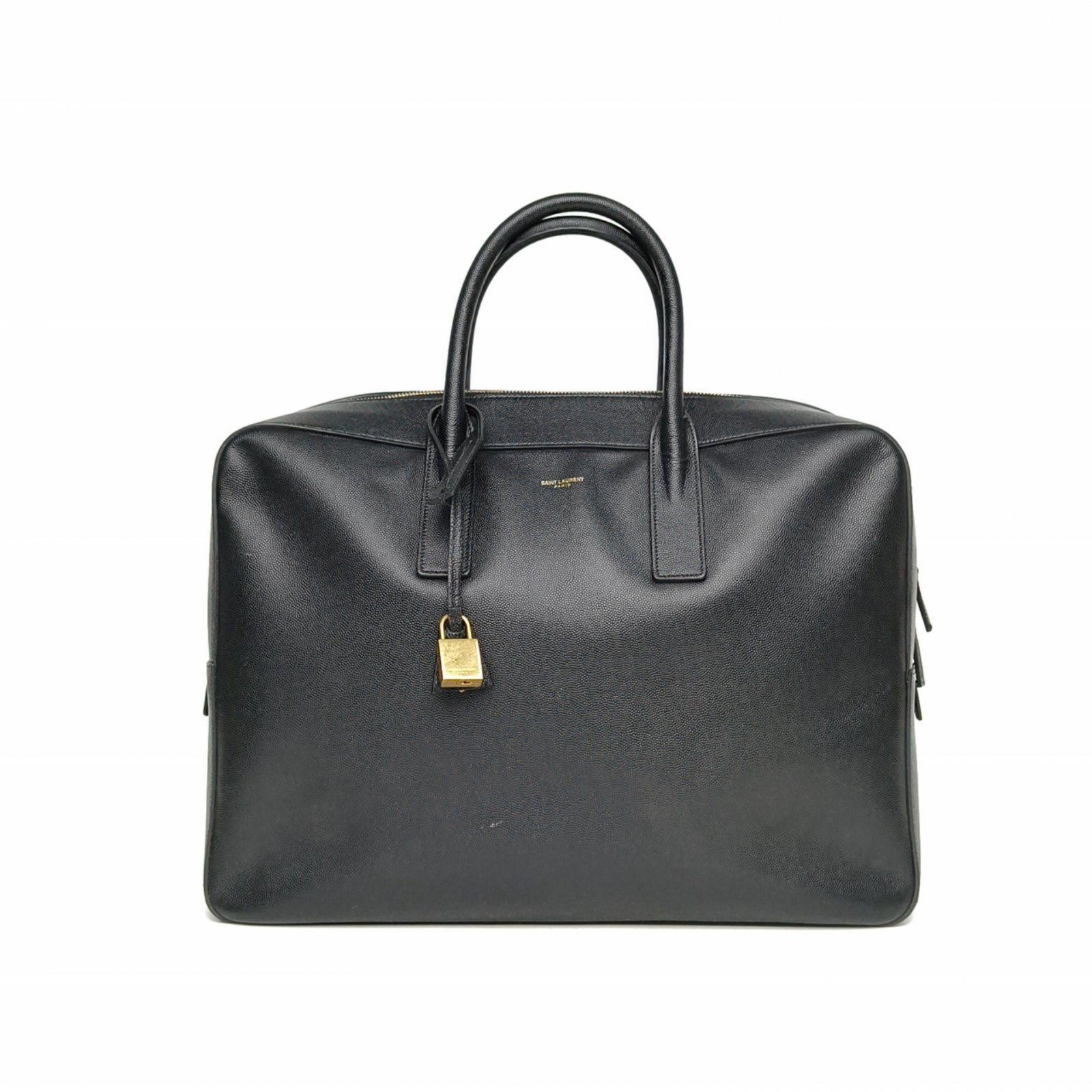 95新 YSL/圣罗兰 【娇】黑色皮革C金扣手提公文包 230777