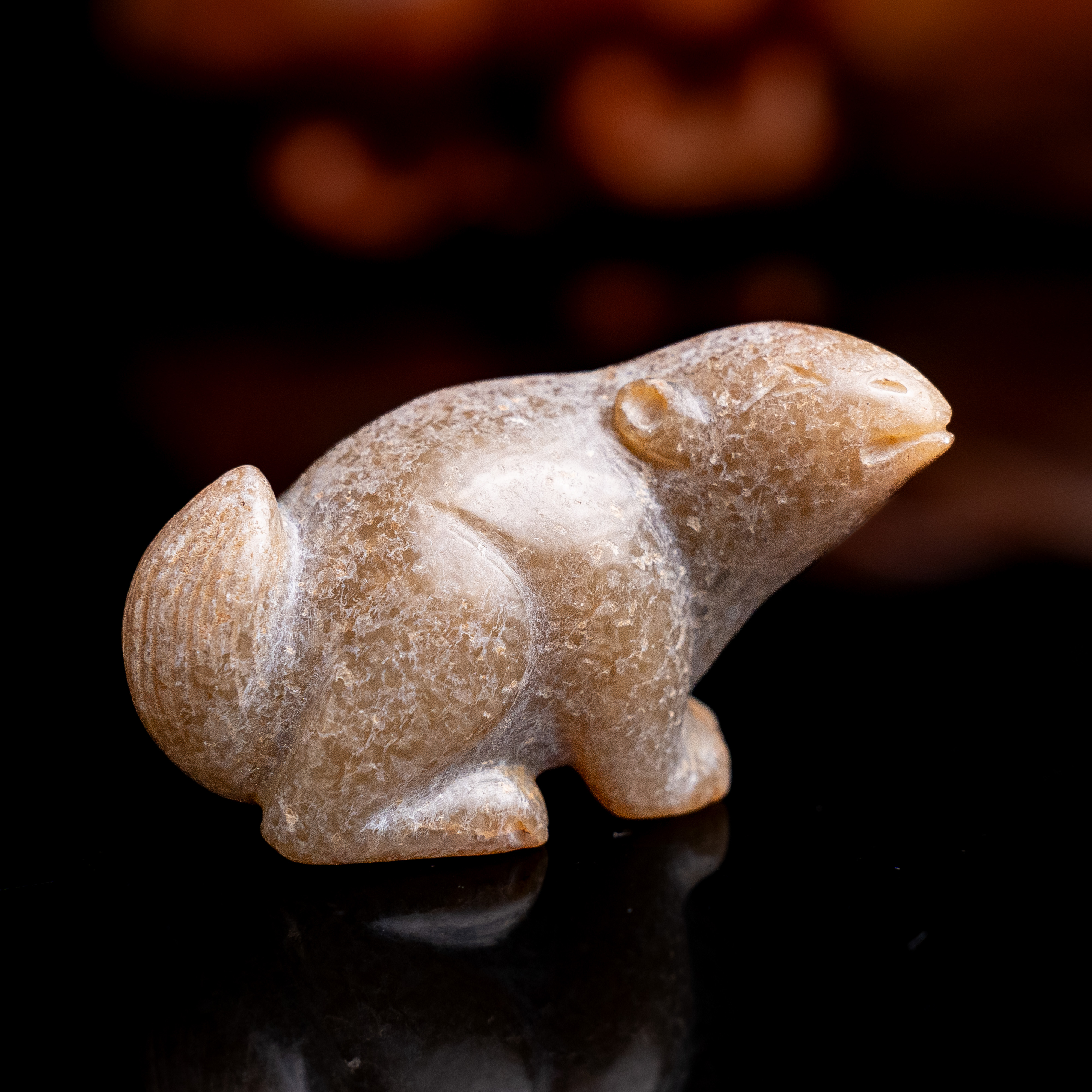 明代和田玉瑞兽把件-NX