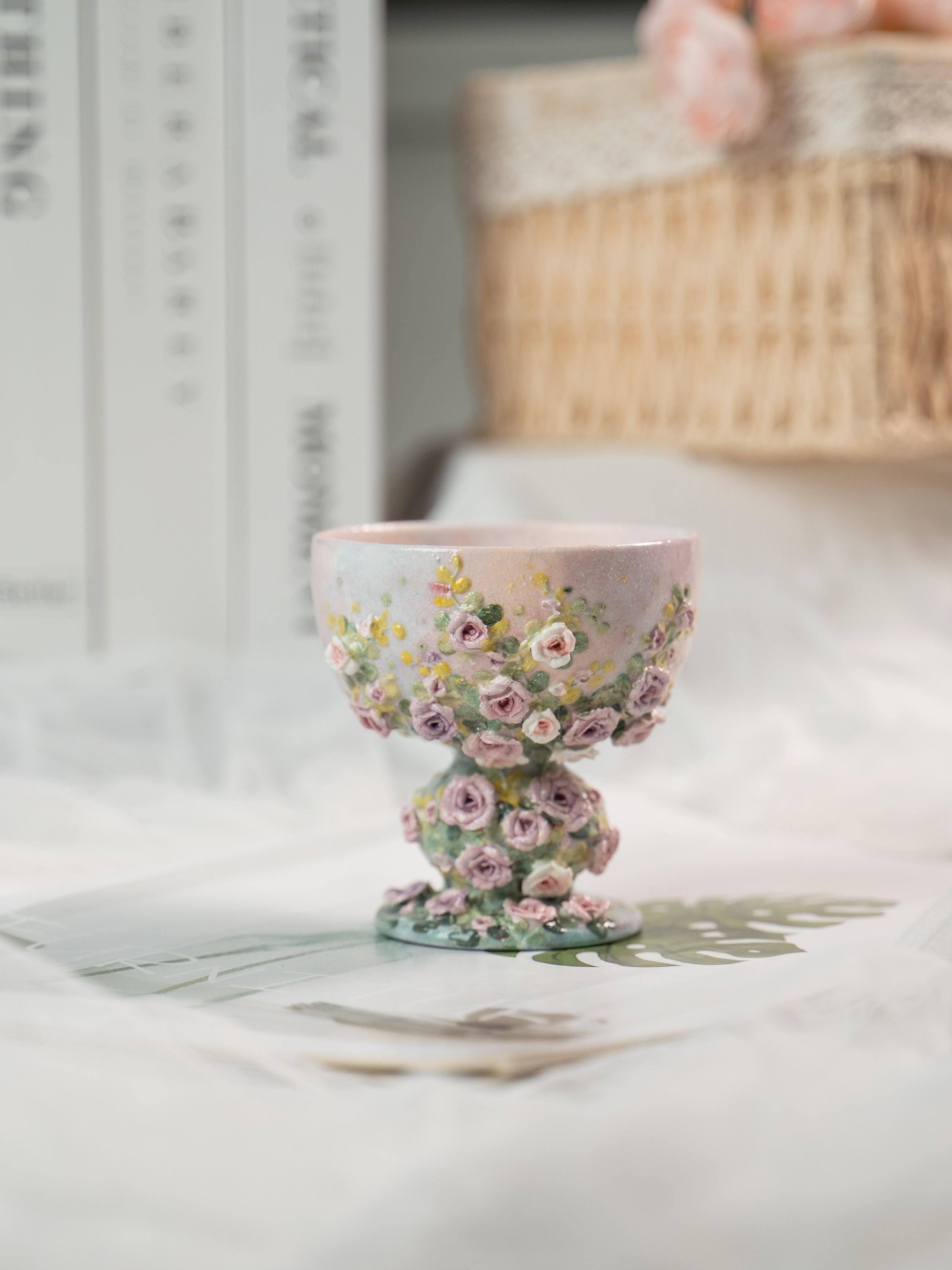 阿瑶 | 小玫瑰花园三色立体高足杯