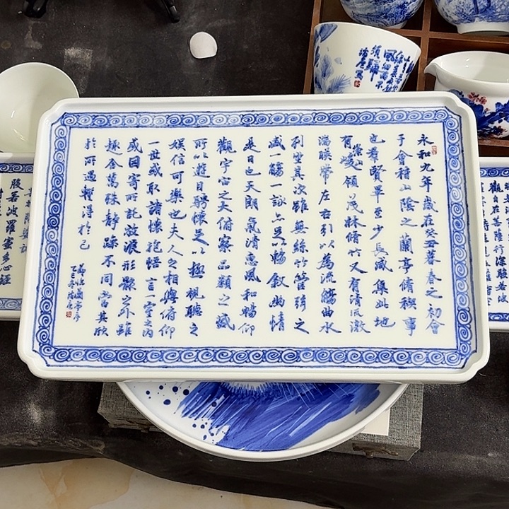 竹***剑瓷片景德镇瓷器手工手绘