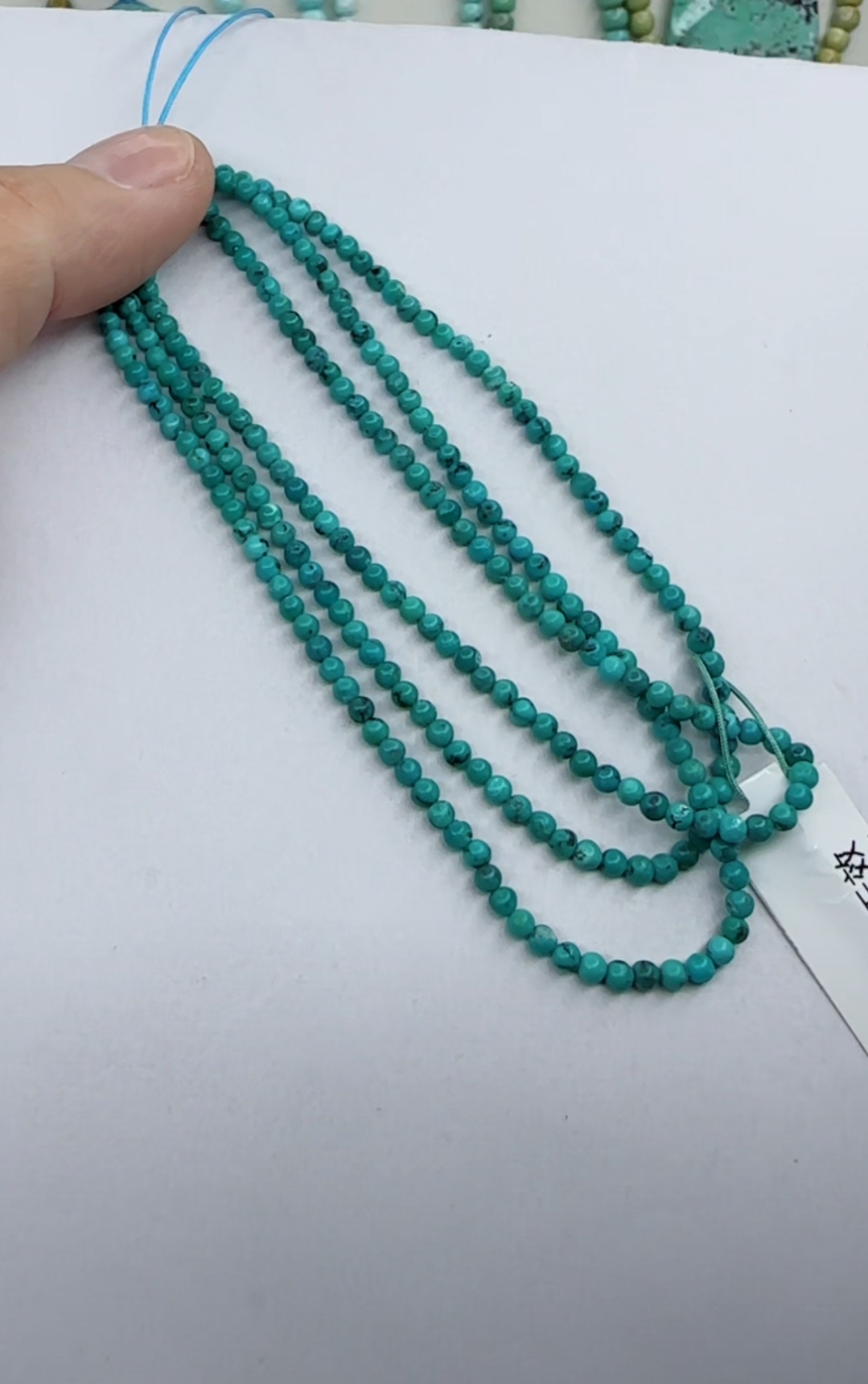 天然原矿绿松石珠链卡
