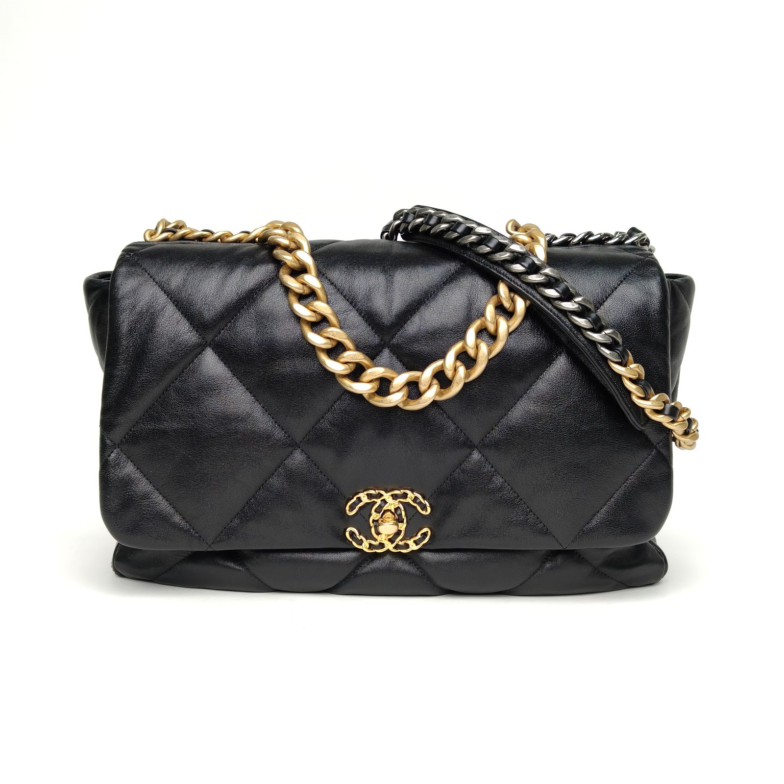 95新 Chanel/香奈儿 【双双】19BAG 口盖包 Maxi 36cm 黑色 29开