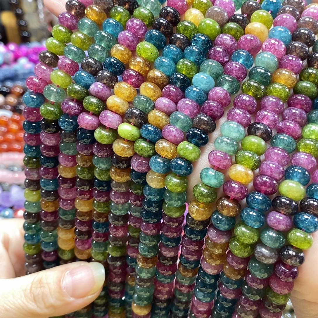 玛瑙/玉髓未镶嵌珠宝半成品碧玺算盘一条卡8mm