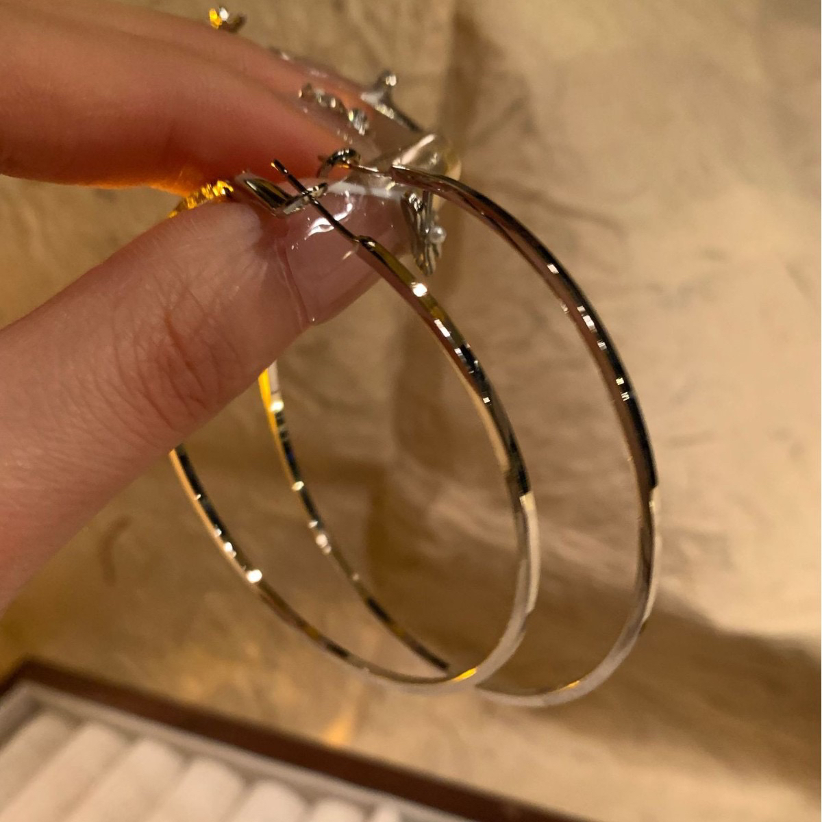 锌合金耳饰 银针跨境超大圆形耳圈简约设计感夸张耳环