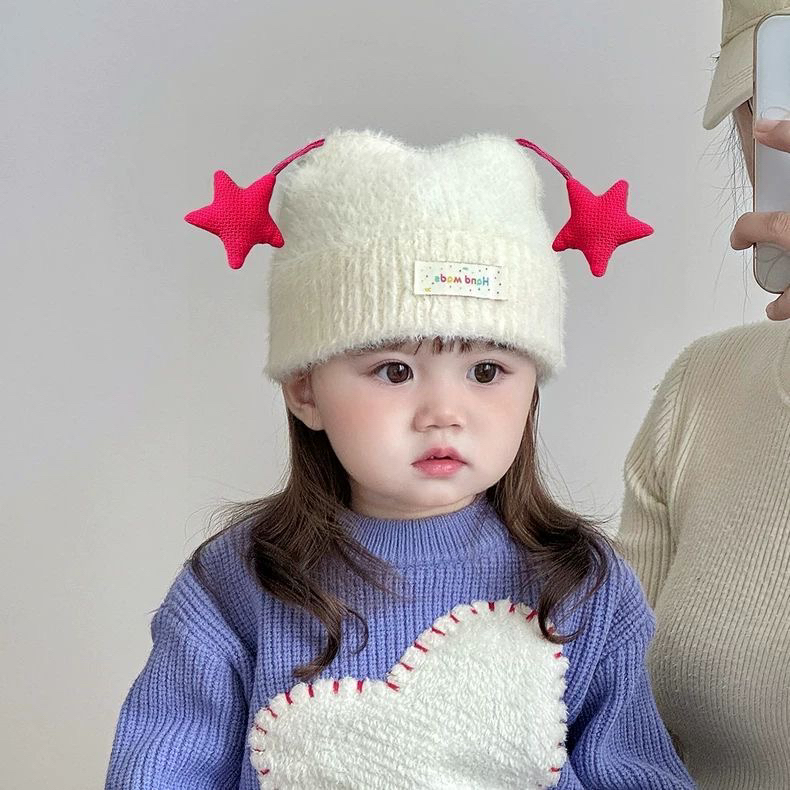 宝宝帽子秋冬季可爱毛线针织护耳帽加厚保暖男女婴幼儿套头帽潮