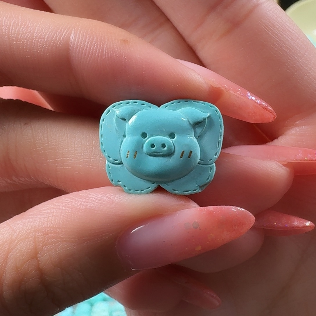 绿松石未镶嵌吊坠(不含链)蝴蝶小猪