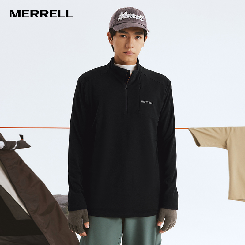 迈乐MERRELL秋冬新款抓绒保暖衣男女徒步登山露营情侣款打底衫