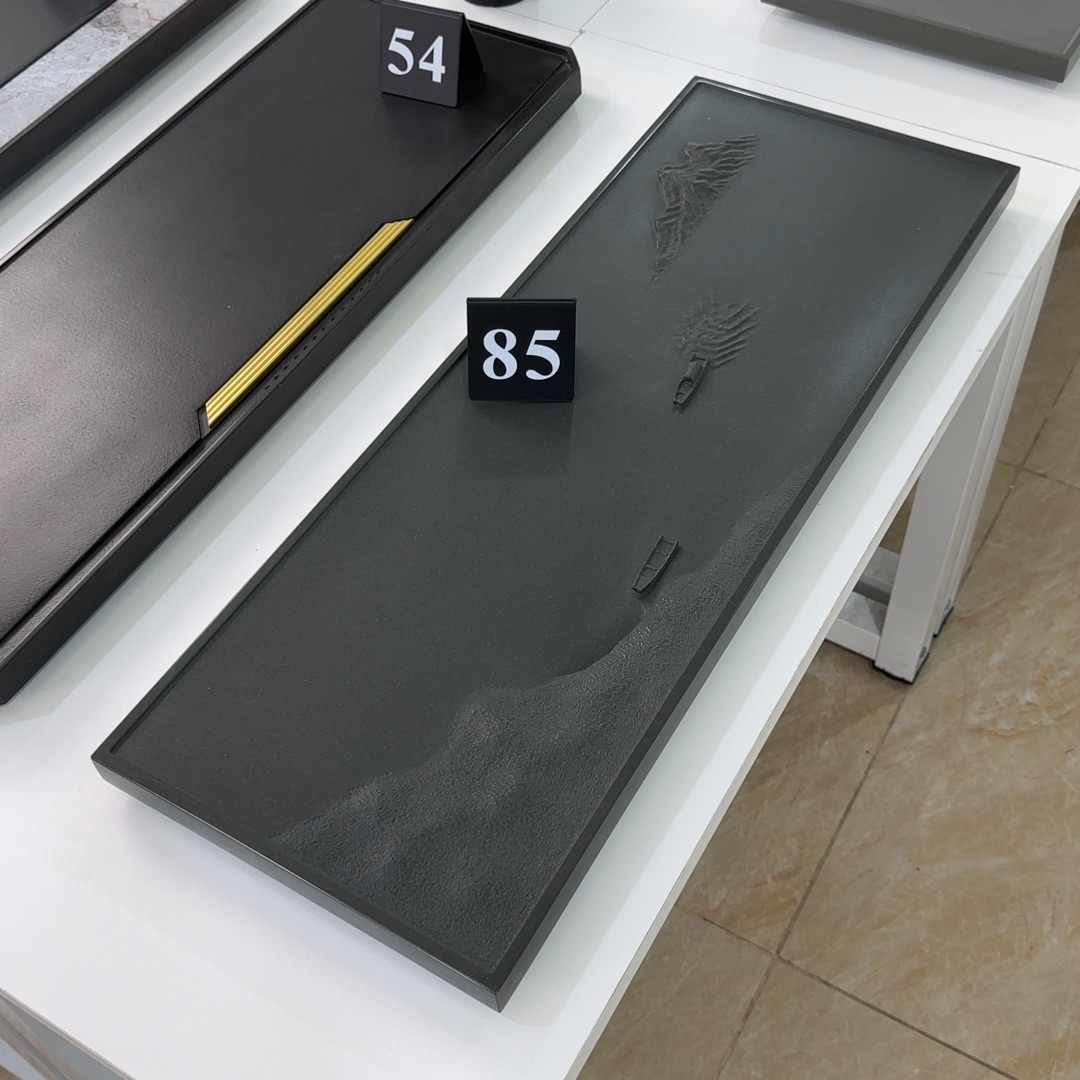 往***～乌金石雕刻泛舟50.25尺寸