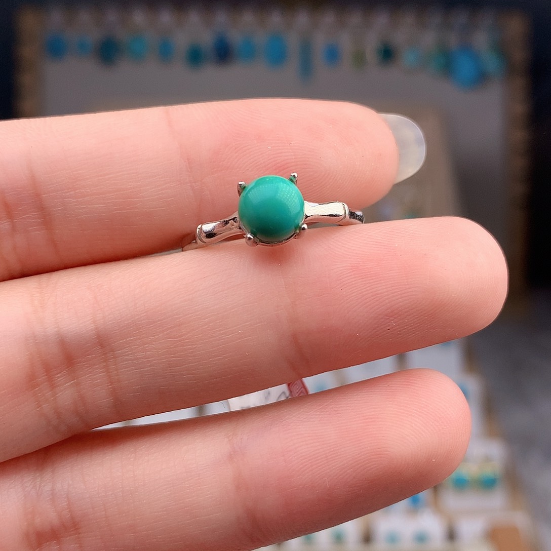 绿松石戒指银S925镶嵌