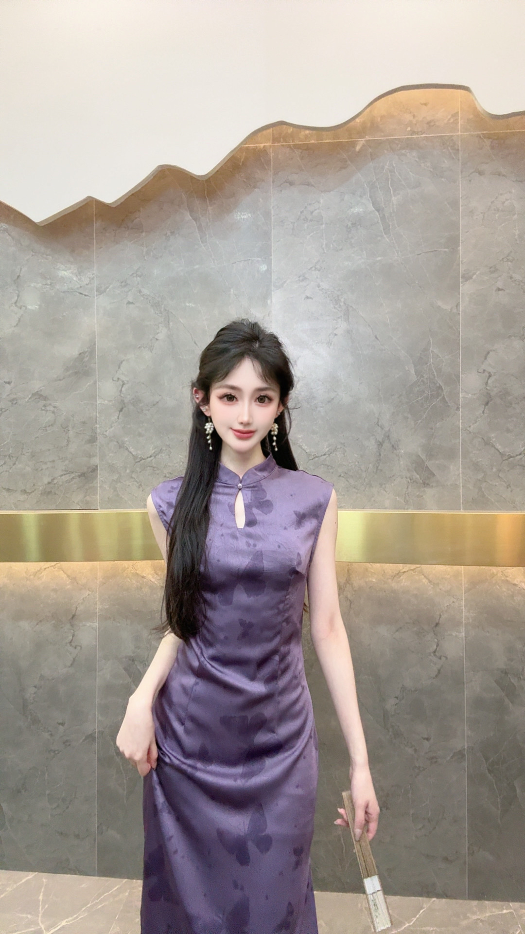 3834新国潮芙蓉复古减龄旗袍长裙