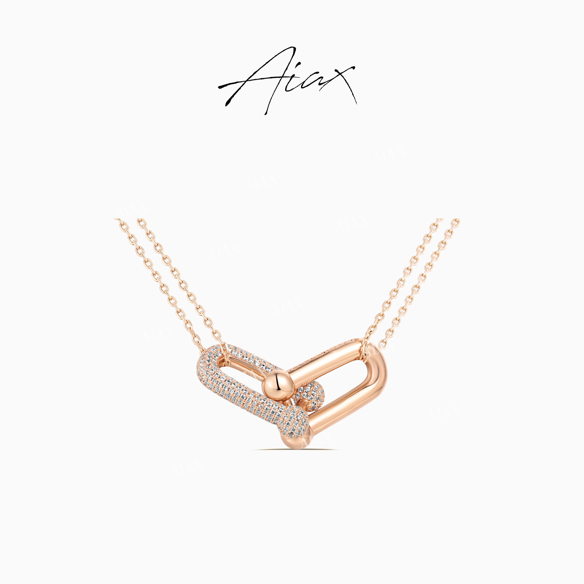 AIAX 镀K金  马蹄扣系列小香风银色金色镂空轻奢项链TSJ9319