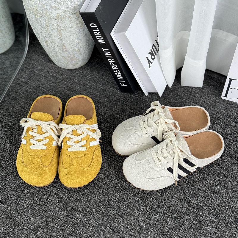 Q822内增高休闲百搭包头半拖鞋夏季新款女外穿德训风格懒人鞋